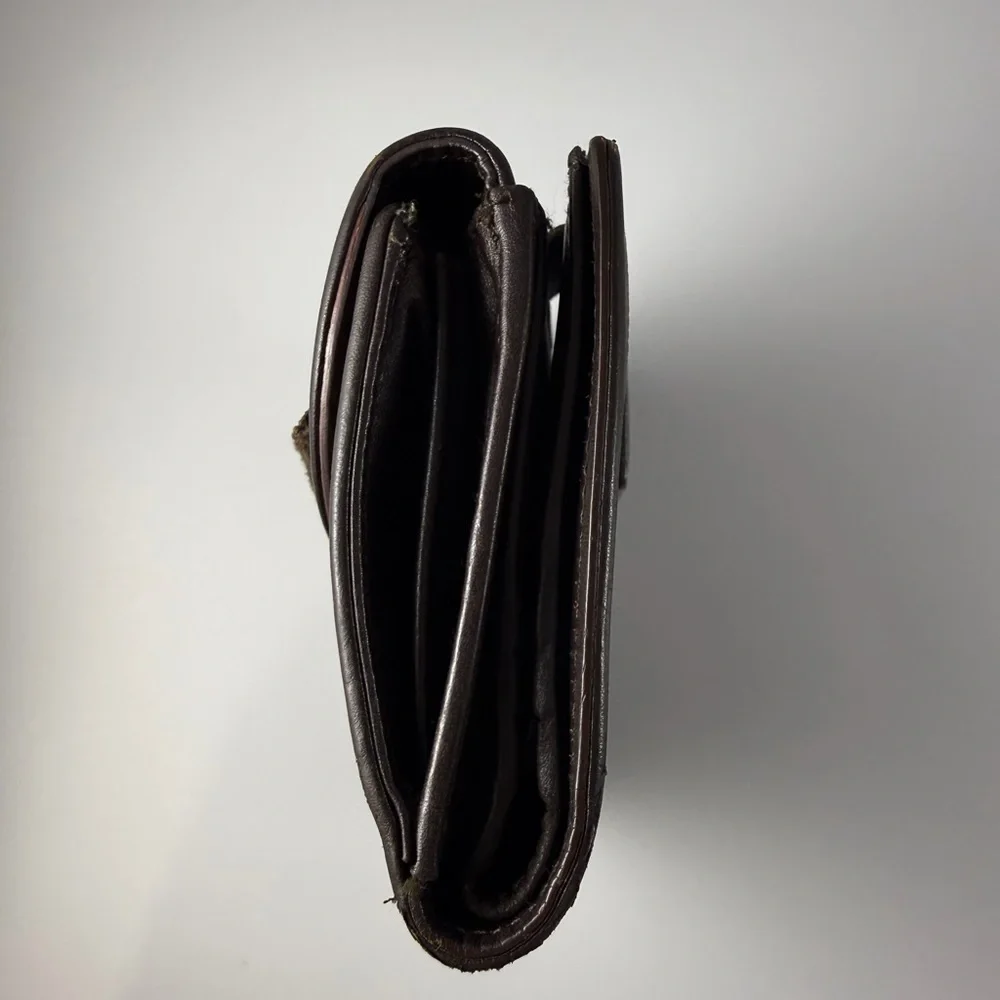 Authentic Christian Dior Romantique Trotter Ribbon Small Wallet Brown